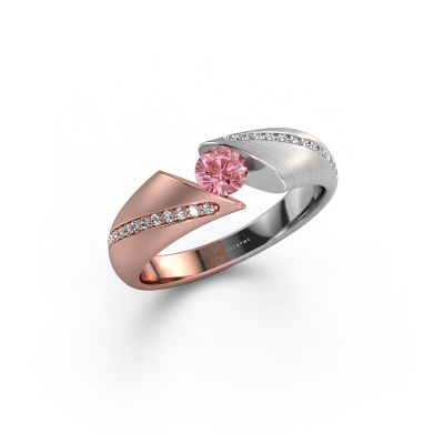 Engagement ring Hojalien 2 585 rose gold pink lab grown diamond 4.2 mm