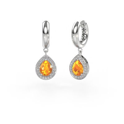 Drop earrings Barbar 1 585 white gold citrin 7x5 mm