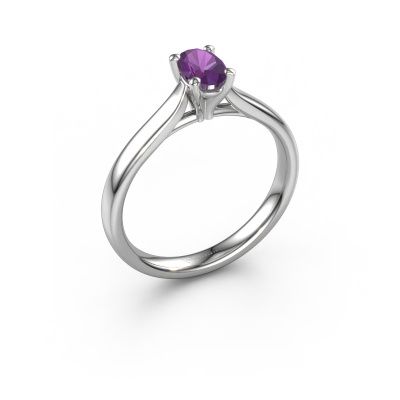 Engagement ring Mignon ovl 1 950 platinum amethyst 8x6 mm