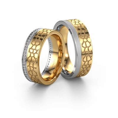 Trauringe set WH2070LM17C ±7x2.2 mm 14 Karat Weißgold Diamant 0.005 crt