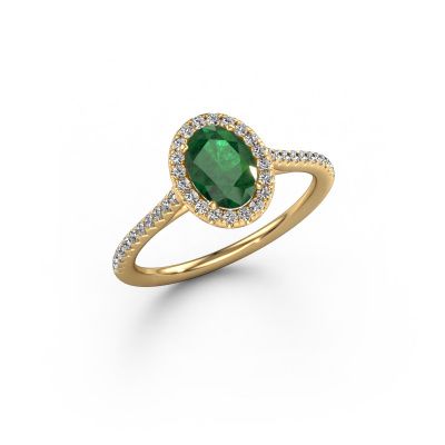 Engagement ring Seline ovl 2 585 gold emerald 7x5 mm