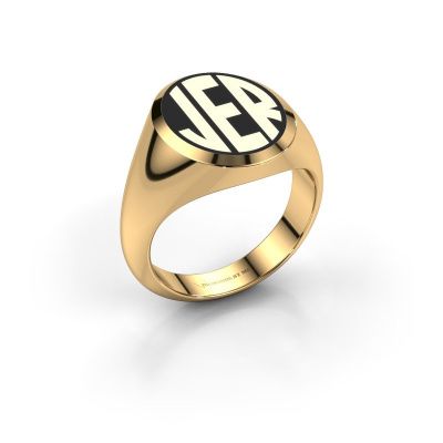 Bague monogramme Paul emaille 585 or jaune