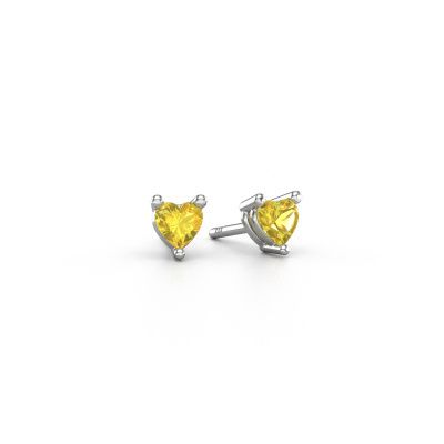 Stud earrings Garnet 585 white gold yellow sapphire 4 mm