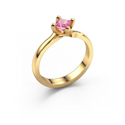 Verlobungsring Dewi Square 585 Gold Pink Saphir 4 mm