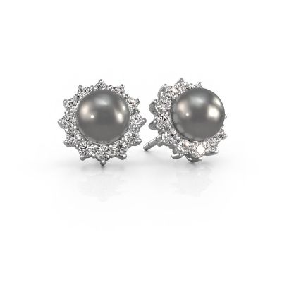 Earrings Tess 585 white gold grey pearl 5 mm