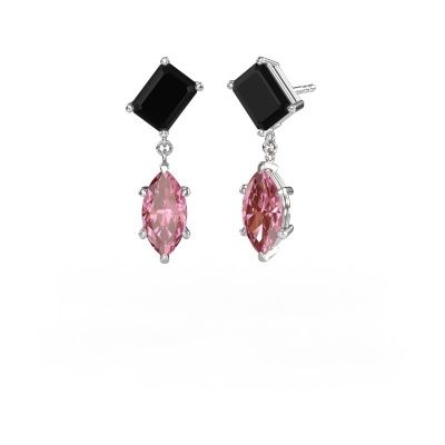 Pendants d'oreilles Toi et Moi EME MRQ 950 platine diamant noir 4.20 crt