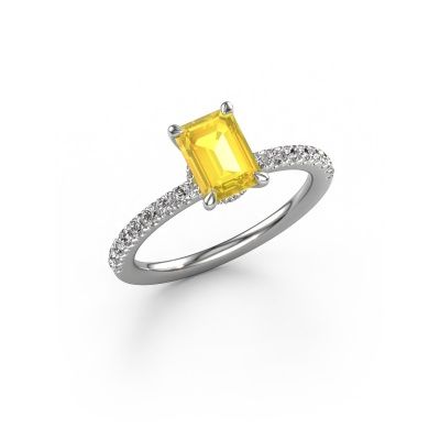 Engagement ring Crystal EME 4 950 platinum yellow sapphire 7x5 mm