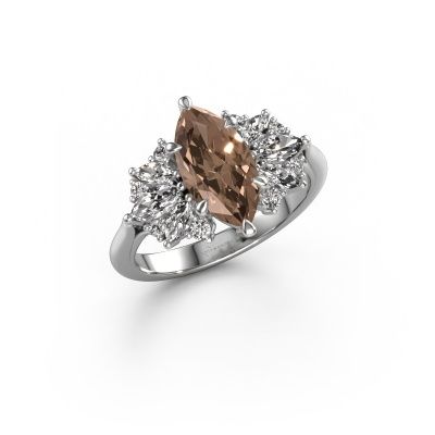 Bague de fiançailles Jaimie 585 or blanc diamant brun 2.344 crt