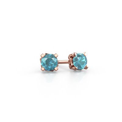 Boucles d'oreilles Ize 585 or rose topaze bleue 5 mm