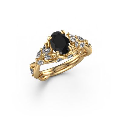 Engagement ring Samantha OVL 585 gold black diamond 1.50 crt