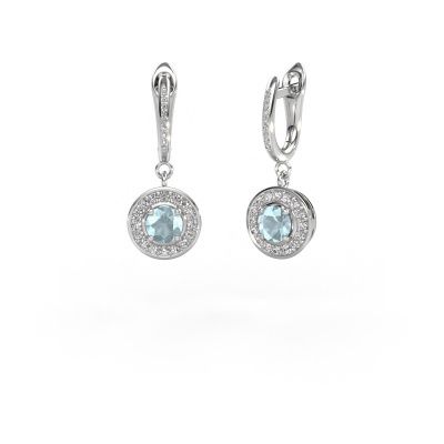 Drop earrings Ninette 2 950 platinum aquamarine 5 mm
