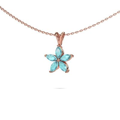 Hanger Sylvana 585 rosé goud blauw topaas 5x2.5 mm