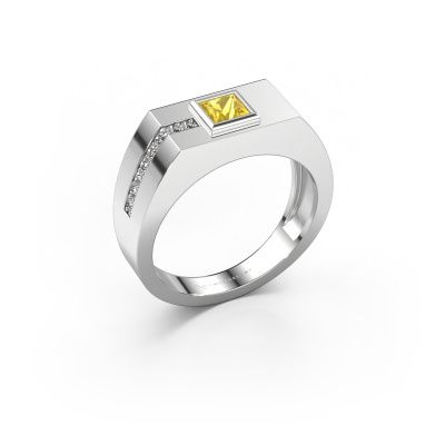 Bague pour homme Robertus 1 950 platine saphir jaune 4 mm