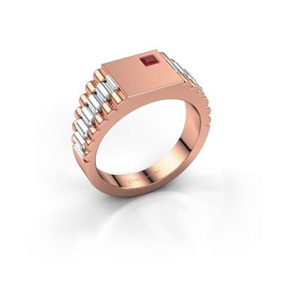Heren ring Pelle 585 rosé goud robijn 3 mm