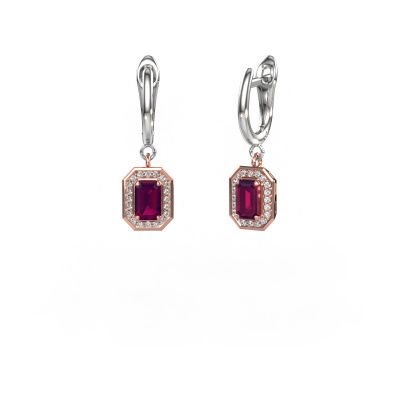 Pendants d'oreilles Dodie 1 585 or rose rhodolite 6x4 mm
