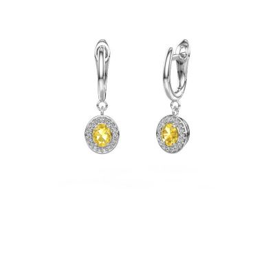 Drop earrings Nakita 950 platinum yellow sapphire 5x4 mm