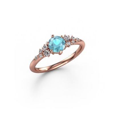 Ring Royce RND 585 rose gold blue topaz 5.5 mm
