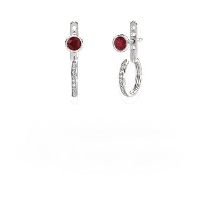 Clous d'oreilles Destiny 585 or blanc rubis 4 mm