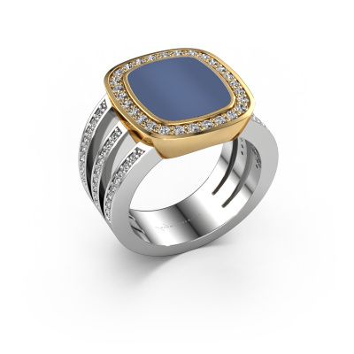 Signet ring Tijn 585 white gold blue sardonyx 13x11 mm