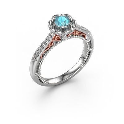 Engagement ring Abbey 585 white gold blue topaz 4.2 mm