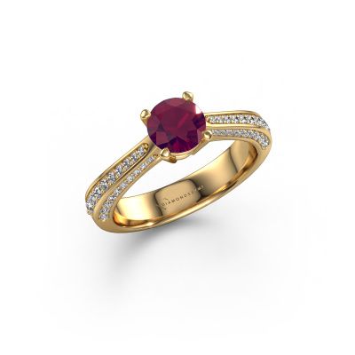 Engagement ring Ruby rnd 585 gold rhodolite 5.7 mm