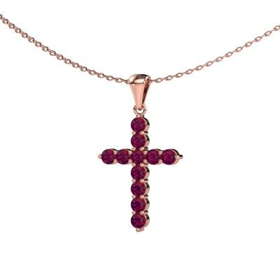 Hanger Cross 585 rosé goud rhodoliet 2.5 mm