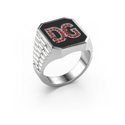 Rolex style ring Stephan 3 585 white gold ruby 1 mm