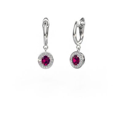 Drop earrings Nakita 585 white gold rhodolite 5x4 mm