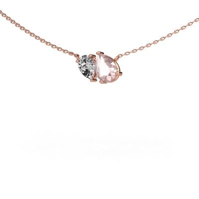 Pendant Toi et Moi PER PER 585 rose gold morganite champagne 8x6 mm