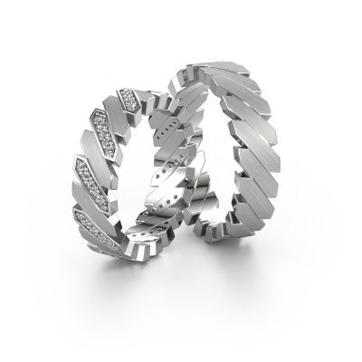 Wedding rings set WH2036LM17CM ±0.28x0.09in 14 Carat gold diamond 0.008 crt