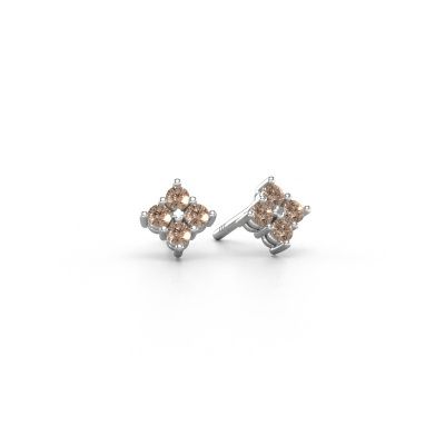 Clous d'oreilles Maryetta 585 or blanc diamant brun 0.24 crt