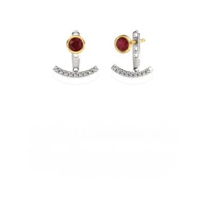 Boucles d'oreilles Rosetta 585 or blanc rubis 4 mm