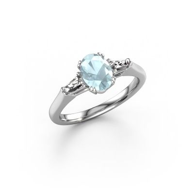 Engagement ring Indy OVL 585 white gold aquamarine 8x6 mm