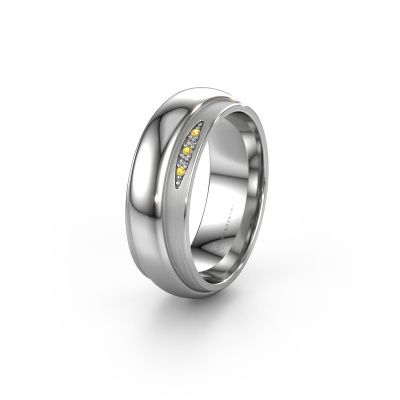 Wedding ring WH2038L 950 platinum yellow sapphire ±7x2.4 mm
