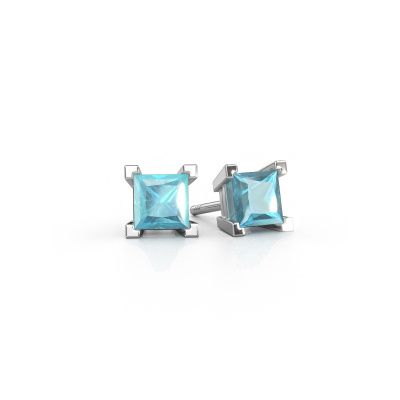 Stud earrings Ariane 950 platinum blue topaz 5 mm