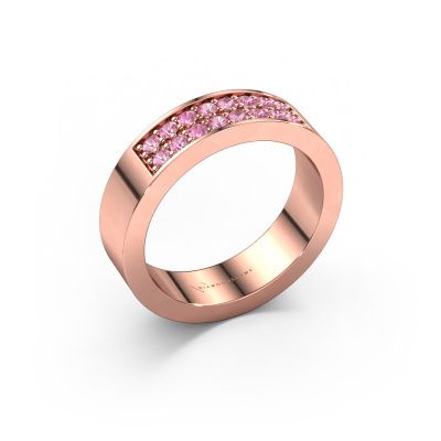 Stackable ring Catharina 5 585 rose gold pink sapphire 1.7 mm