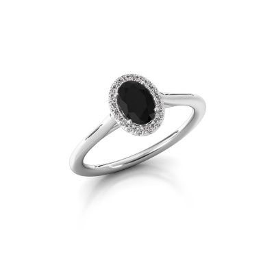 Engagement ring Seline ovl 1 585 white gold black diamond 0.69 crt