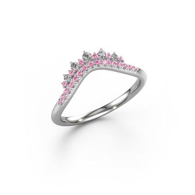 Stackable ring Nica A 585 white gold pink sapphire 1.8 mm