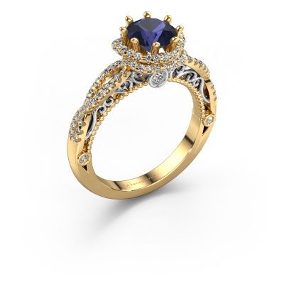 Bague de fiançailles Lysanne 585 or jaune saphir 6.5 mm