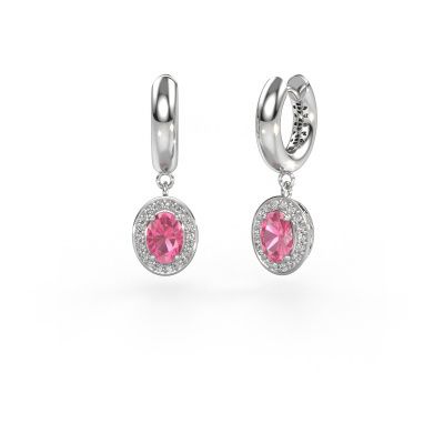 Drop earrings Annett 950 platinum pink sapphire 7x5 mm