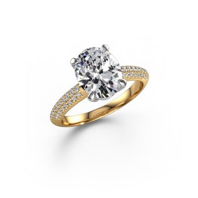 Engagement ring Morane OVL 585 gold lab grown diamond 2.977 crt