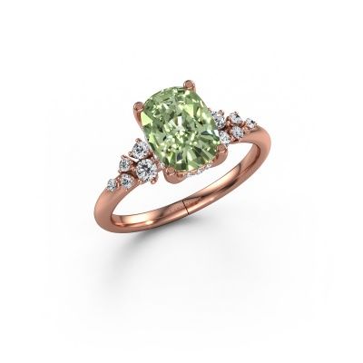 Engagement ring Emma CSH 585 rose gold green lab grown diamond 8x6 mm