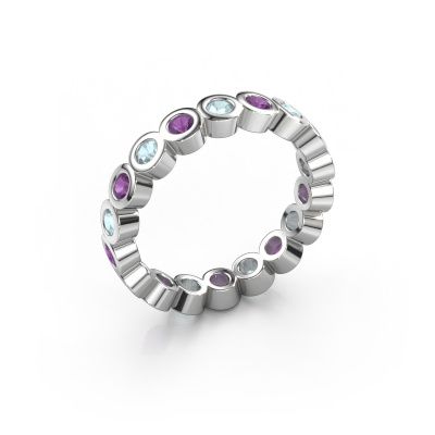 Stackable ring Edwina 2 585 white gold amethyst 2.5 mm