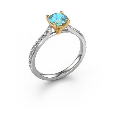 Engagement ring Mignon rnd 2 585 white gold blue topaz 6 mm