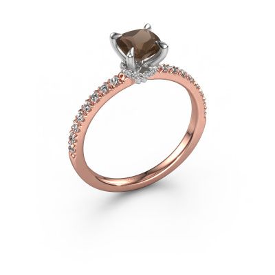 Engagement ring Crystal CUS 4 585 rose gold smokey quartz 5.5 mm