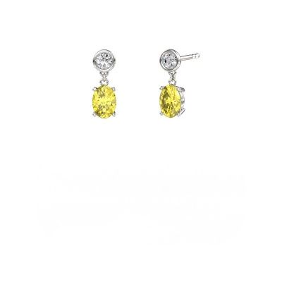 Drop earrings Lacey OVL 950 platinum yellow lab grown diamond 7x5 mm