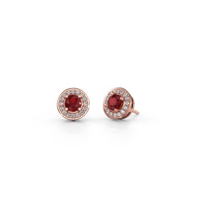 Stud earrings Agaat 585 rose gold ruby 5 mm