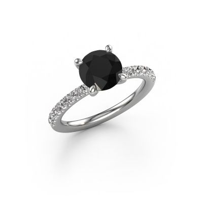 Bague de fiançailles Crystal RND 2 950 platine diamant noir 2.13 crt