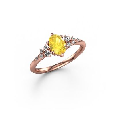 Bague Royce OVL 585 or rose saphir jaune 7x5 mm