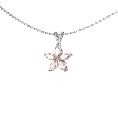 Necklace Sylvana 950 platinum morganite champagne 5x2.5 mm